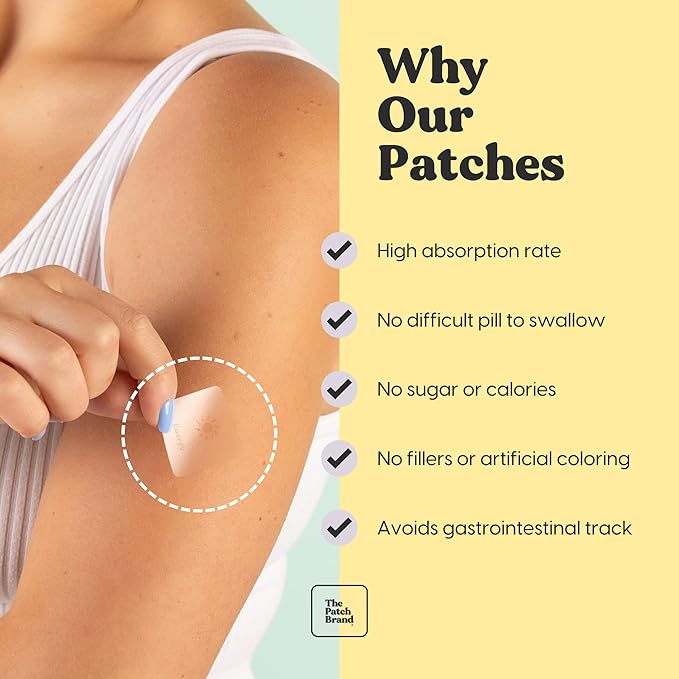 The Patch Brand Energy Patches | Supports Energy with Caffeine and B5 and B3 | All Natural Vitamins & Mineral Patch Plant Based and Cruelty Free Water Resistant Patches That Last All Day