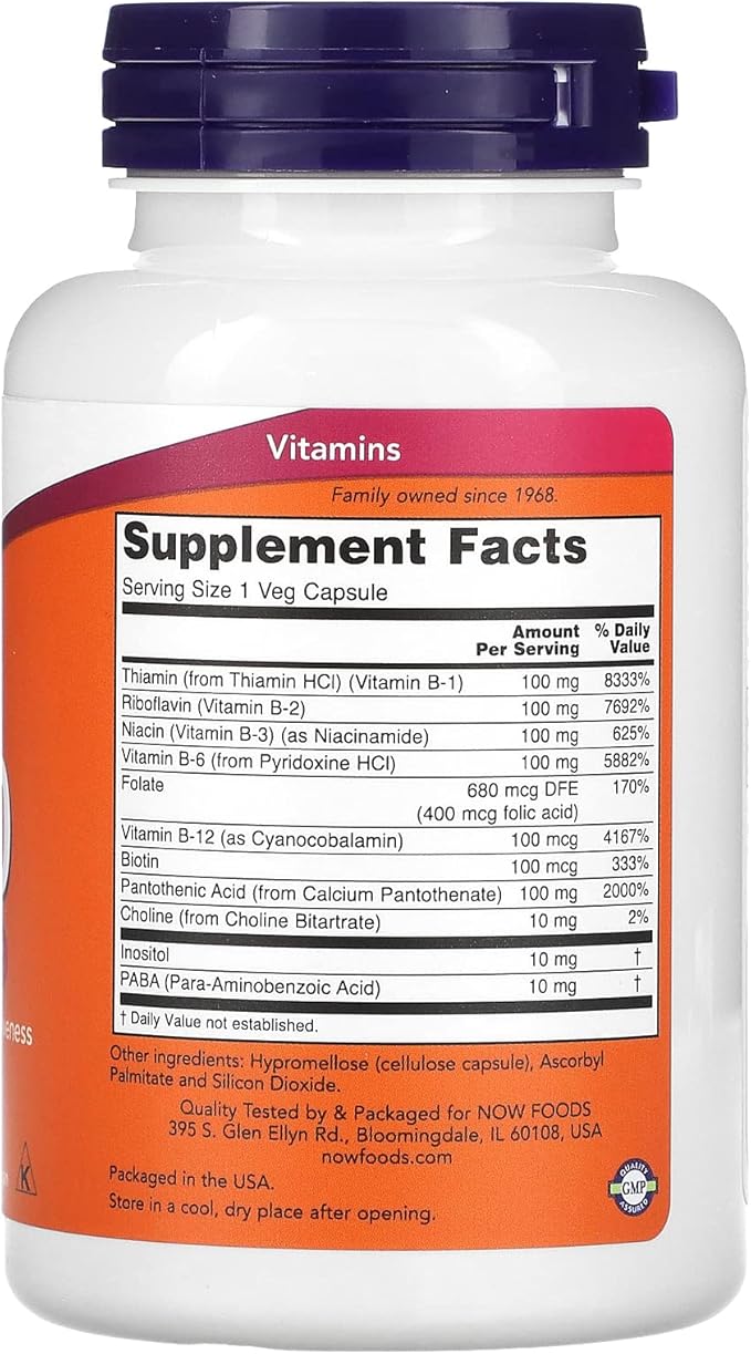 NOW Supplements, Vitamin B-100, Energy Production*, 100 Veg