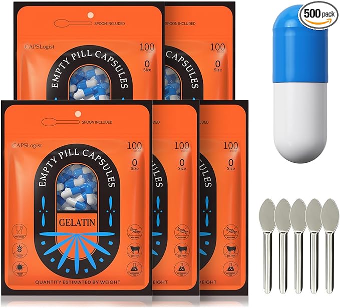 Size 0 Empty Capsules, 500 Count Colored Empty Gelatin Capsules, Empty Pill Capsules, DIY Capsule Filling Fake Pills, Pill Capsules Empty Gel Caps, cápsulas vacías para rellenar