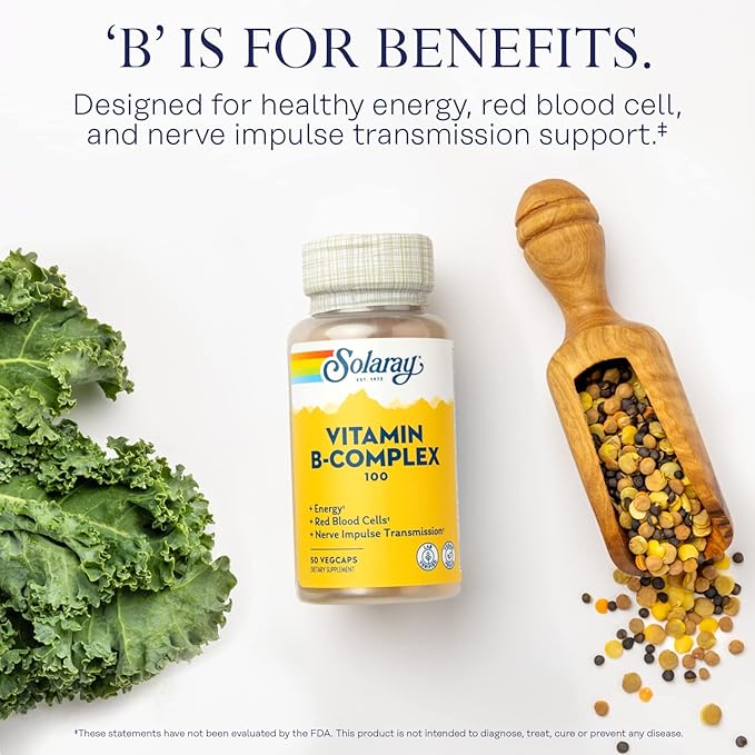 SOLARAY Vitamin B Complex 100 mg, B6, B12, B12, Biotin 50ct