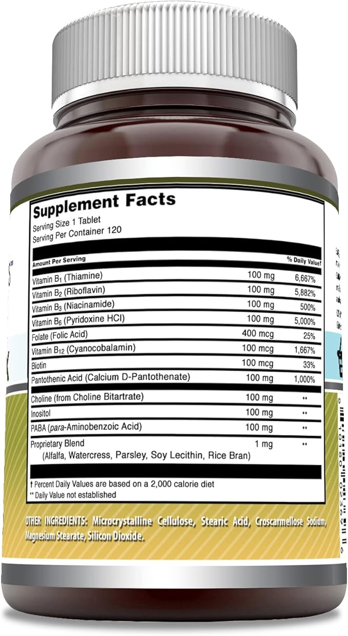 Amazing Formulas Vitamin B Complex 11 Key 120 Tablets B1, B2, B2, B3, B3, B6, B6, B12, B12, Folic