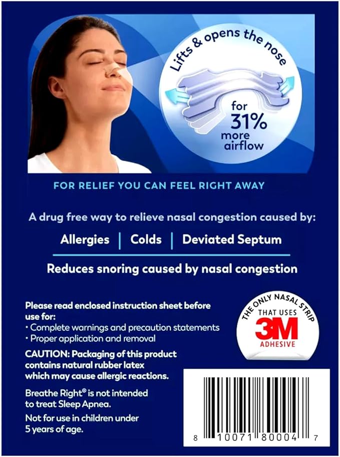 Breathe Right Nasal Strips Clear Small/Medium 30 Count 2)