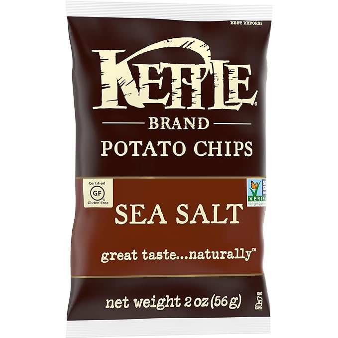 Kettle Brand Potato Chips, Sea Salt Kettle Chips, Snack Bag, 2 Oz (Pack of 6)