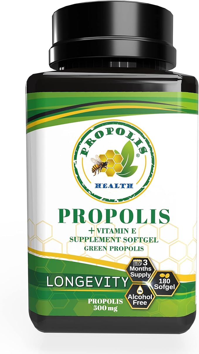 Propolis Health Propolis Capsules 1000mg-Daily 2 Capsules 50 Days (180 Capsules)