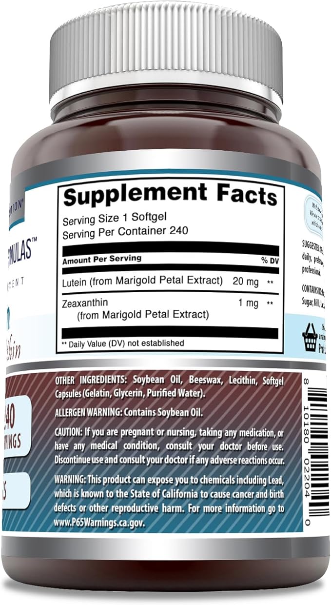 Amazing Formulas Lutein 20 mg 800 mcg (240 Count)