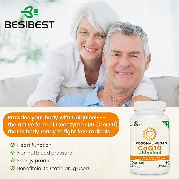 1000mg Liposomal CoQ10 Ubiquinol, 360 Vegan CoQ10 Supplement, Q10 for