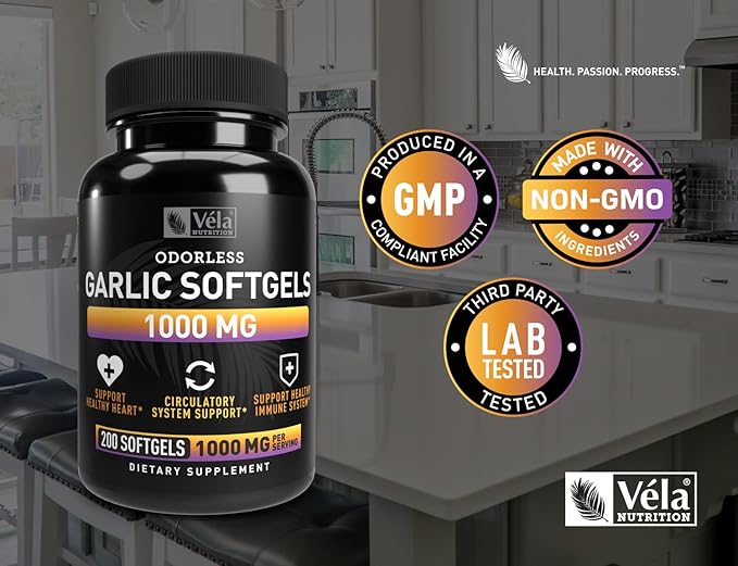 Odorless Garlic Supplement 1,000 mg 3rd Party 200 Capsules