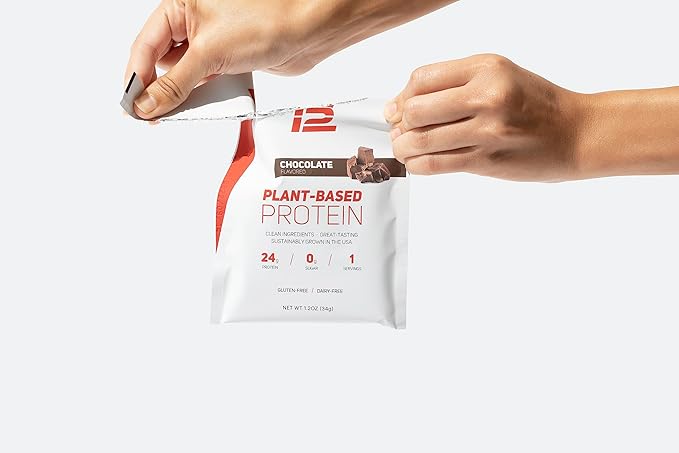 TB12 Plant Based Protein Powder by 24g of (1.12 Ounce 12 Pack)