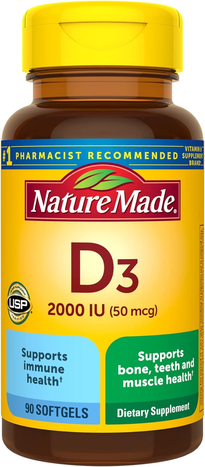 Nature Made Vitamin D3 2000 IU (50 mcg), 90 Softgels, 90 Day