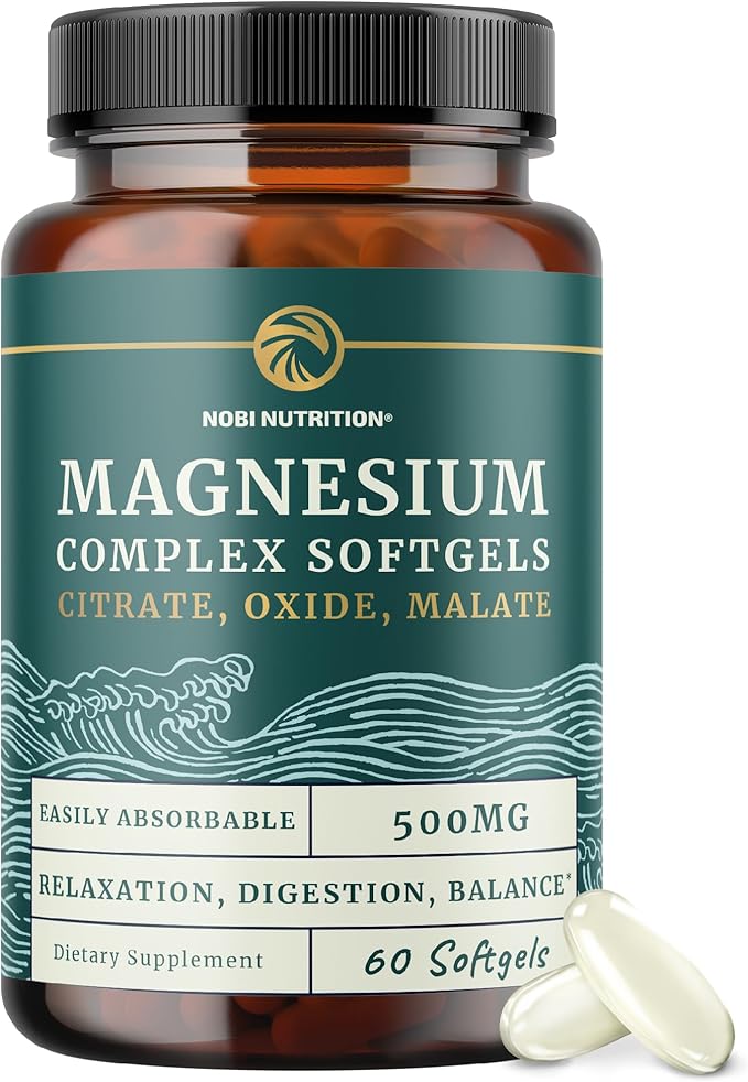 Triple Magnesium Softgels | Citrate, Malate, & Oxide | Highly Absorbable Magnesium Supplement for Digestion, Calm, Leg Cramps, & Sleep Support | 300mg Complex | Easy to Swallow Soft Gels | 60 Count
