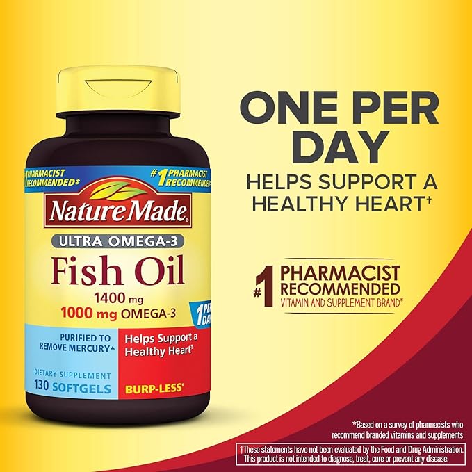 Nature Made Ultra Omega-3 Burpless Fish 1400 mg 3 1000 1000 mg, 130 Count
