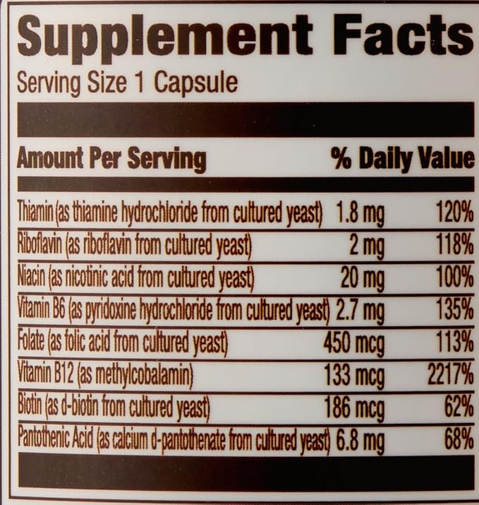 Amazon Elements B Complex, High Potency, 83% Whole 65 Capsules, 2 month
