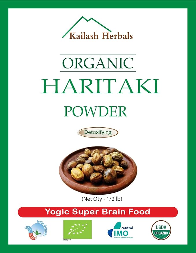 Organic Haritaki Powder USDA Certified Organic, 1/2 Pound