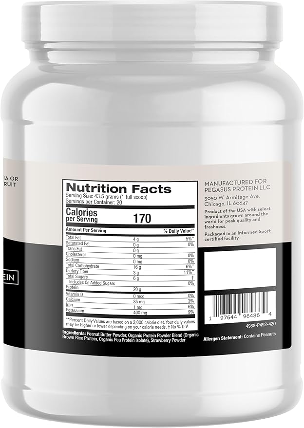 Premium Protein Powder, Strawberry Peanut Butter (20g of 4 Ingredients 20 Servings