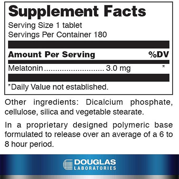 Douglas Laboratories Melatonin Prolonged Release 3 mg 180 Tablets