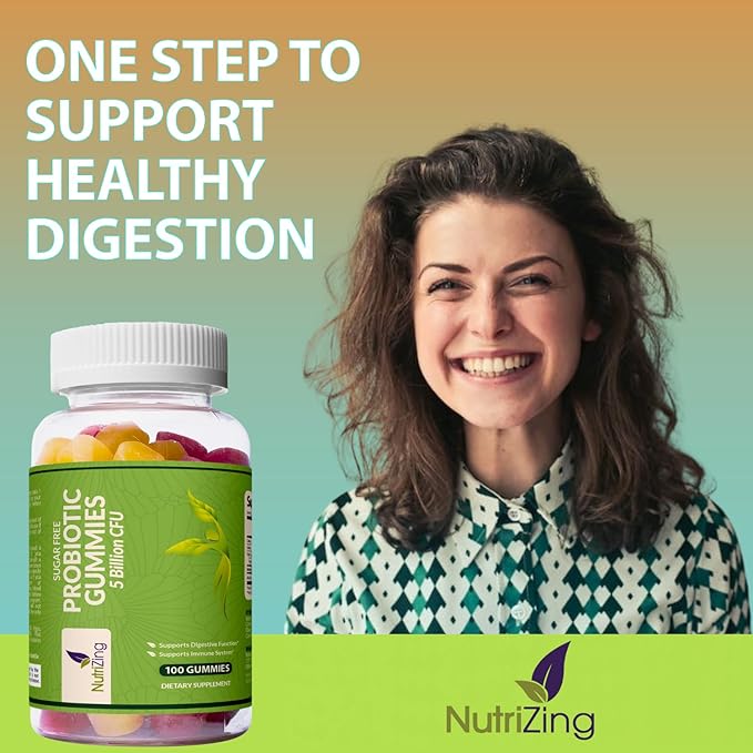 NutriZing Sugar Free Probiotic Gummies 100 Count, 5 Bn
