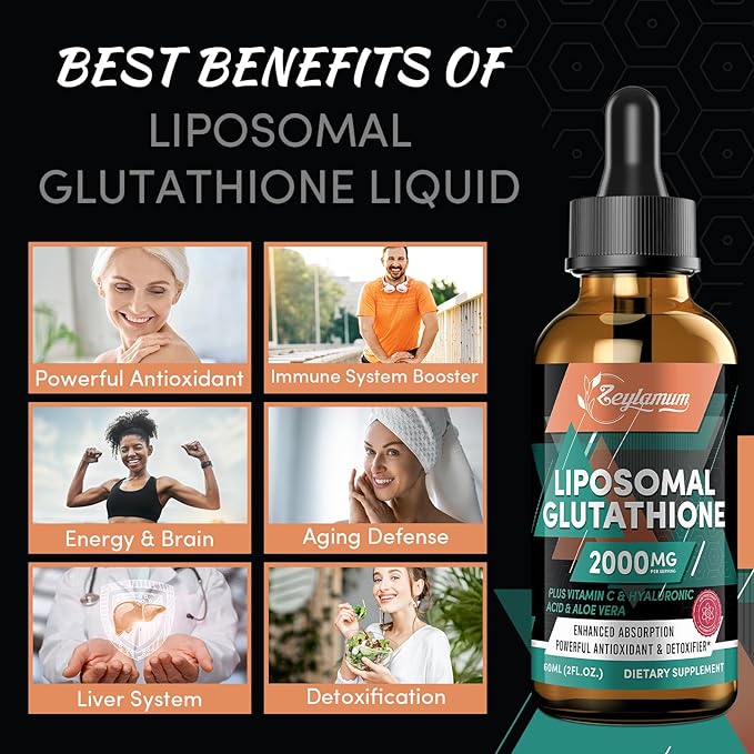 2000MG Liposomal Glutathione Liquid Drops, Enhanced 8.08 OZ
