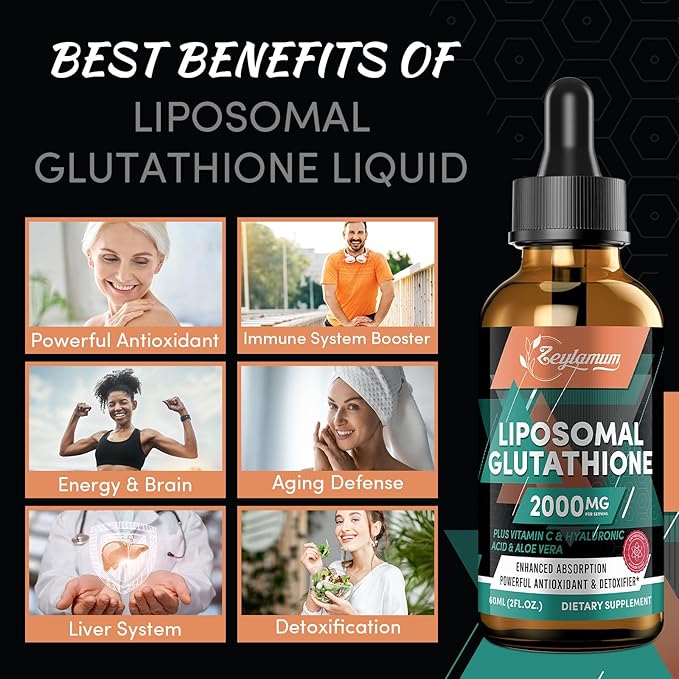2000MG Liposomal Glutathione Liquid Drops, Enhanced 4.05 OZ