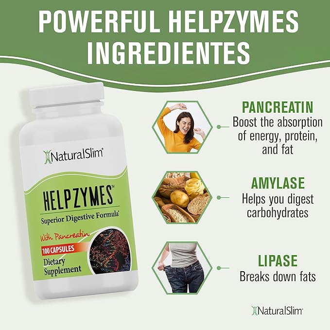 NaturalSlim Helpzymes Digestive Enzymes 100 Caps