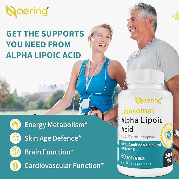 Liposomal Alpha Lipoic Acid 1400mg Softgels, 1000mg, Ubiquinol CoQ10) 100mg 100mg and 10mg,Alpha-Lipoic Acid 360 Softgels