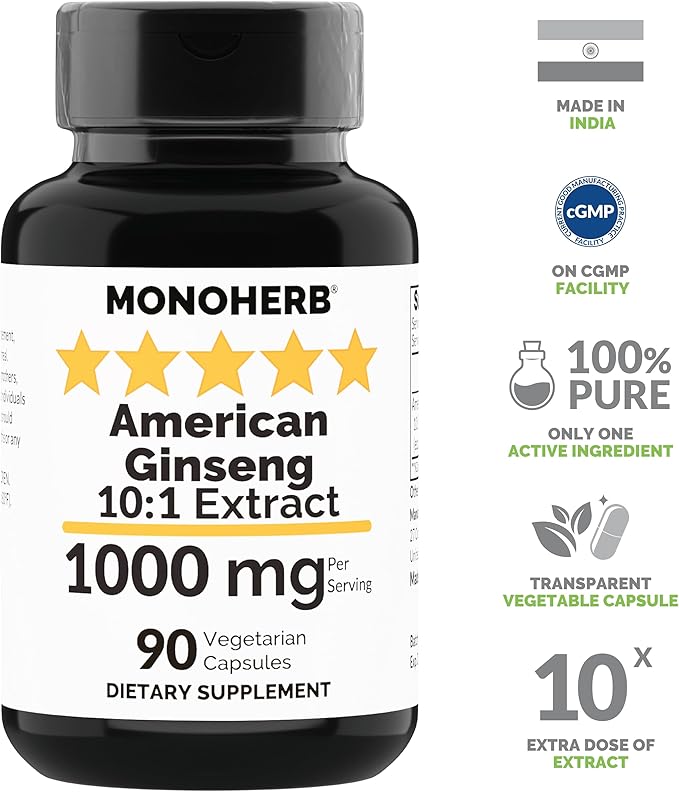 American Ginseng Extract 1000 mg 90 Vegetarian