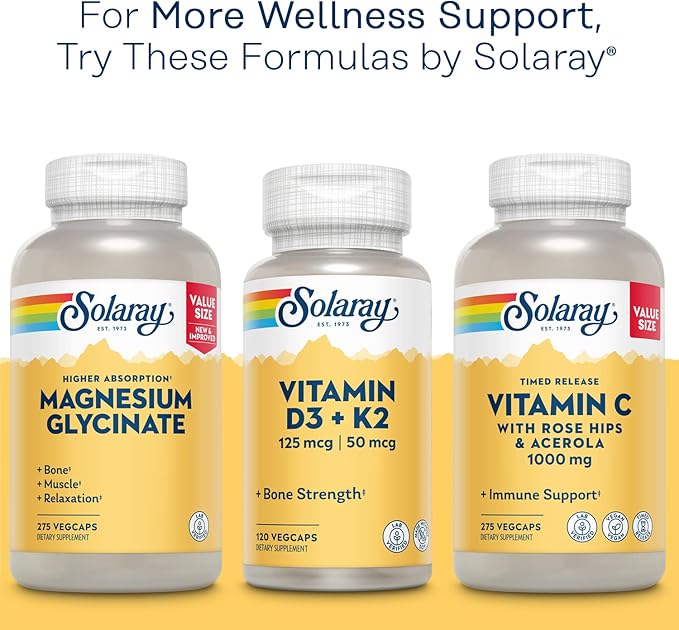 Solaray Mega Vitamin B-Stress, Timed-Release Vitamin 1000 mg 60 Day 40 Servings, 120 VegCaps