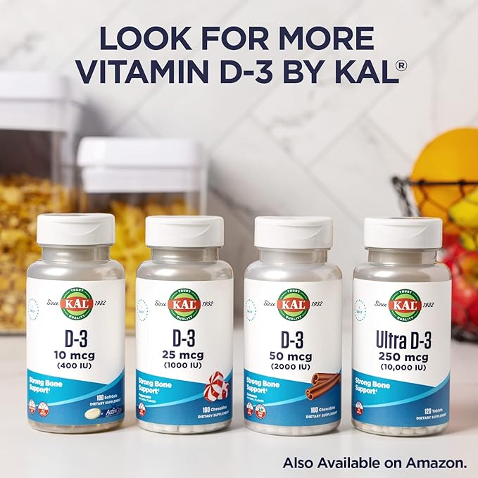 KAL Ultra Vitamin D3 10000 IU (250 mcg), 90 Serv, 90 Softgels