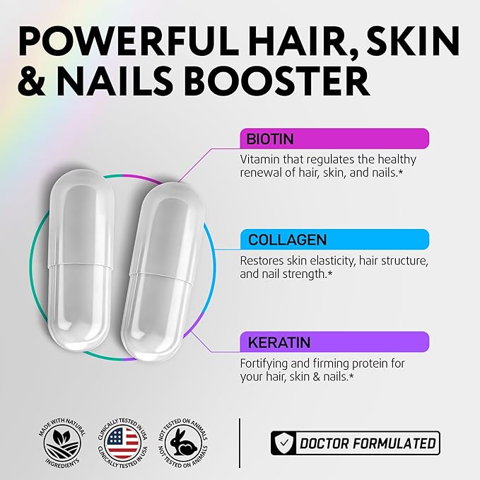 Biotin Hair Skin and Nails Vitamins 60 Caps*