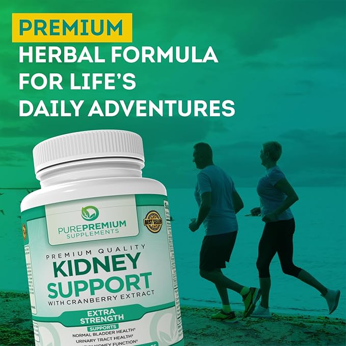PurePremium Supplements Kidney Support Supplement for Men & Women - with Cranberry Extract to Support Urinary Tract, Normal Bladder Function & Supports Kidney's Health - 4 Months Supply - 120 Capsules
