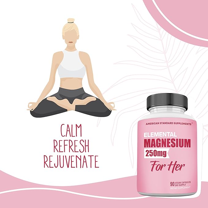 Magnesium Glycinate for Women, Elemental 250mg 90 Day