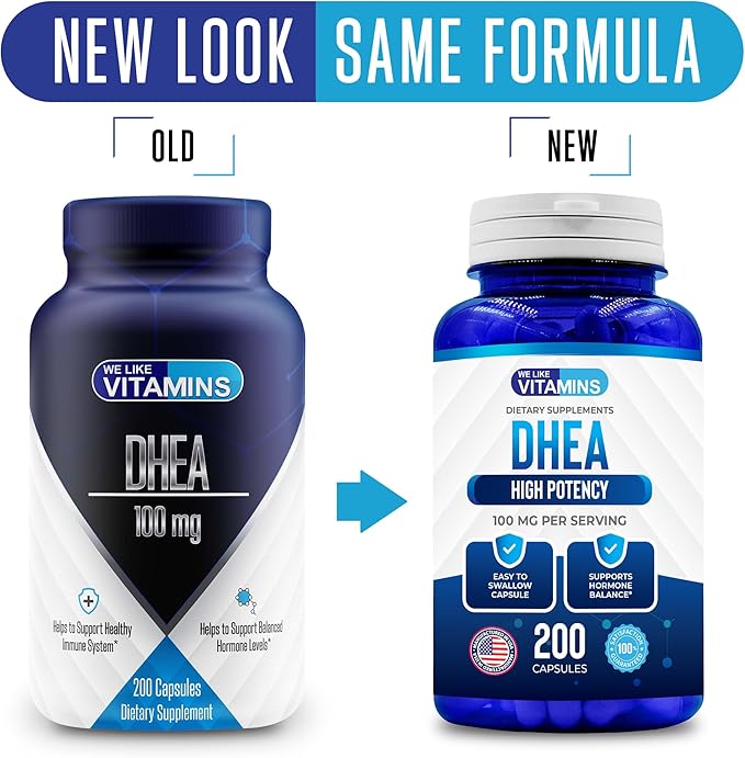 We Like Vitamins DHEA 100mg 200 Capsules 200 Day