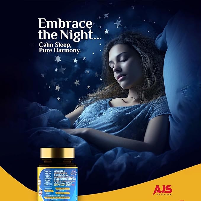 AJS Calm Mood Support B6 B12, B12, Magnesium,5-HTP, Magnesium,5-HTP, Ashwagandha, L-5-MTHF, Huperzine 90CT