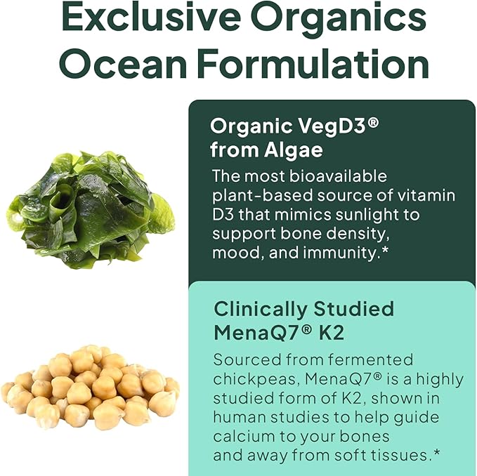 Better D3 + K2-100% Organic VIT D3 and K2 Supplements with Maximum Bioavailability - Supports Bone Density, Calcium Balance, Immunity & Mood - 1-Pack, 30-Day Supply