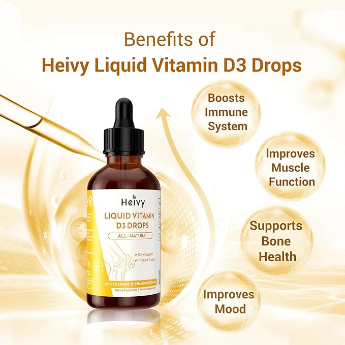 Liquid Vitamin D Drops 4000 IU (100 mcg), Vitamin D3 for Bone Health Support, Pineapple Flavor Vegan VIT D3 Drops, Made in USA, 60 Servings 2 Fl Oz (60ml)