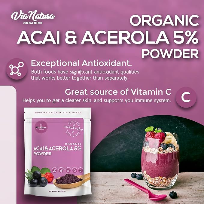 Organic Acai & Acerola 5% Powder, 4oz. Omega-3 |