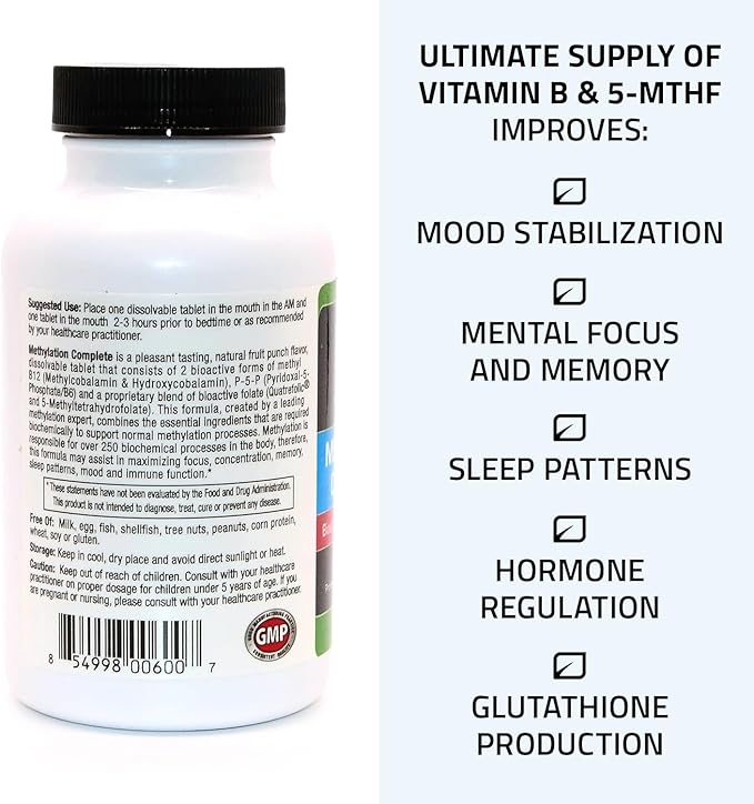 Neuro biologix Methylation Complete B12 Methylcobalamin, B6, & 5-MTHF for 120 Tablets