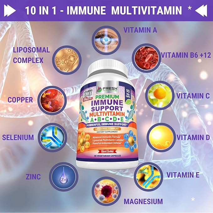 Immune Support Multivitamin for Men and B6, B12 B12 - 90 Vegan