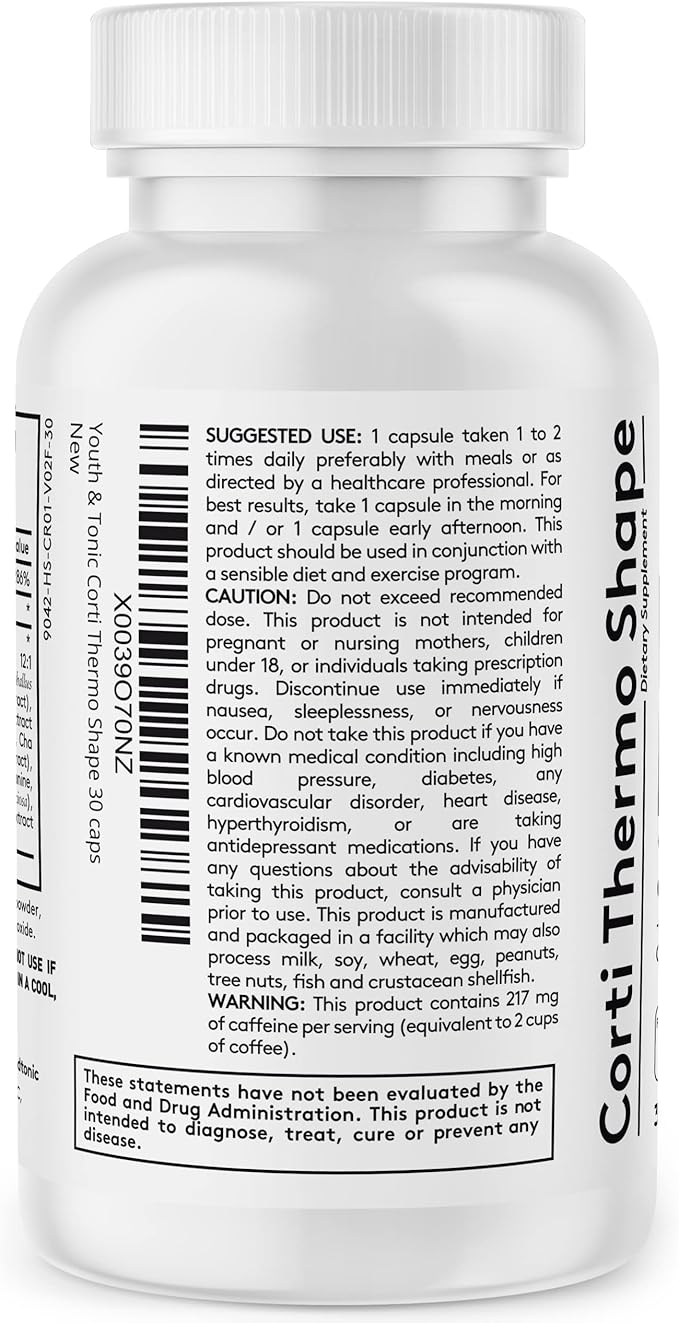Youth & Tonic CortiThermo Shape Detox Cleanse Kick Off Weight Management - 120 Pills