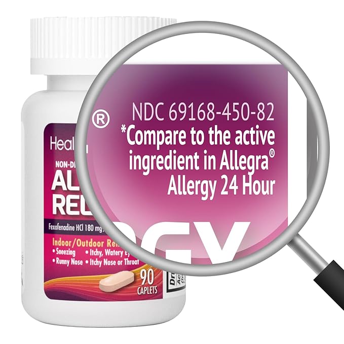 HealthA2Z® Allergy Relief 180mg | 90 Caplets 24-Hour Antihistamine