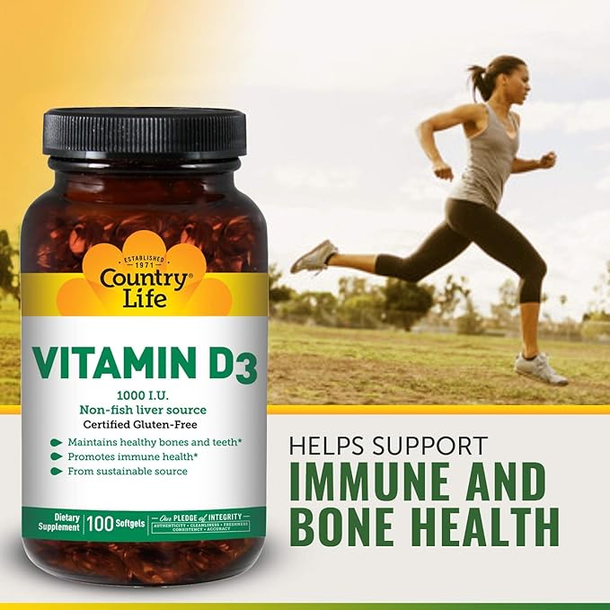 Country Life - Vitamin D3, Non-fish 1000 IU - 100 Softgels