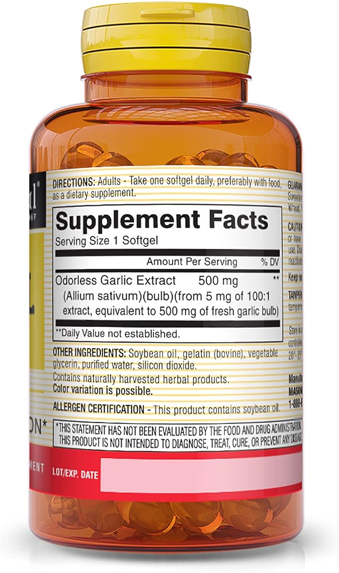 MASON NATURAL Garlic Oil 500 mg 100 Softgels