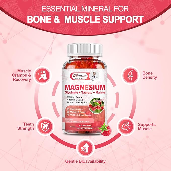 2Pack Magnesium Glycinate Gummies 500mg,Magnesium Potassium