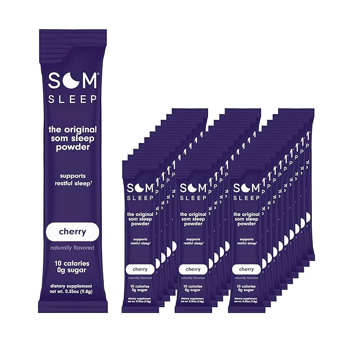 Som Sleep, Restful Calm Sleep Powder 3mg, Magnesium, B6, L-Theanine, 30-Pack