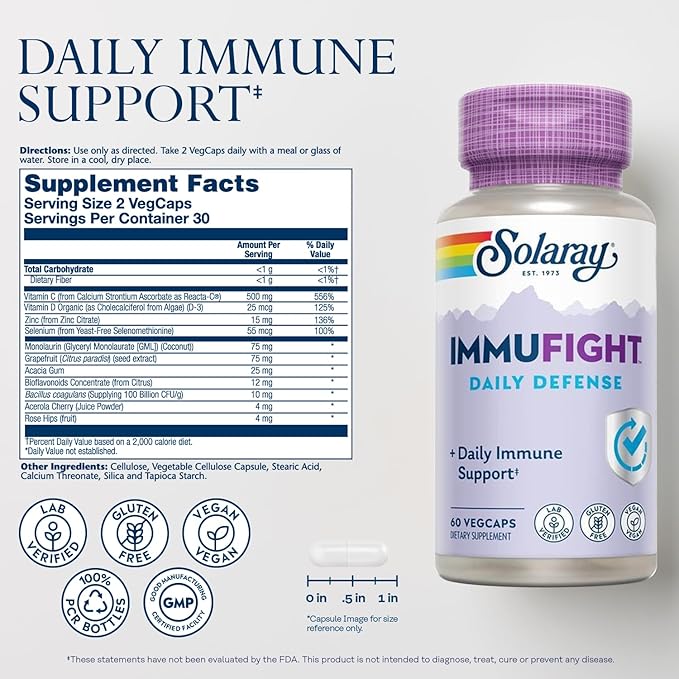 Solaray Immufight Daily Defense 30 Servings, 60 VegCaps