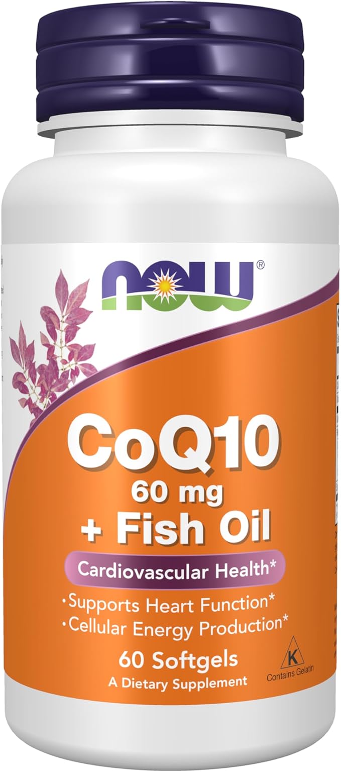 NOW Supplements, CoQ10 60 mg 3 Fish 60 Softgels