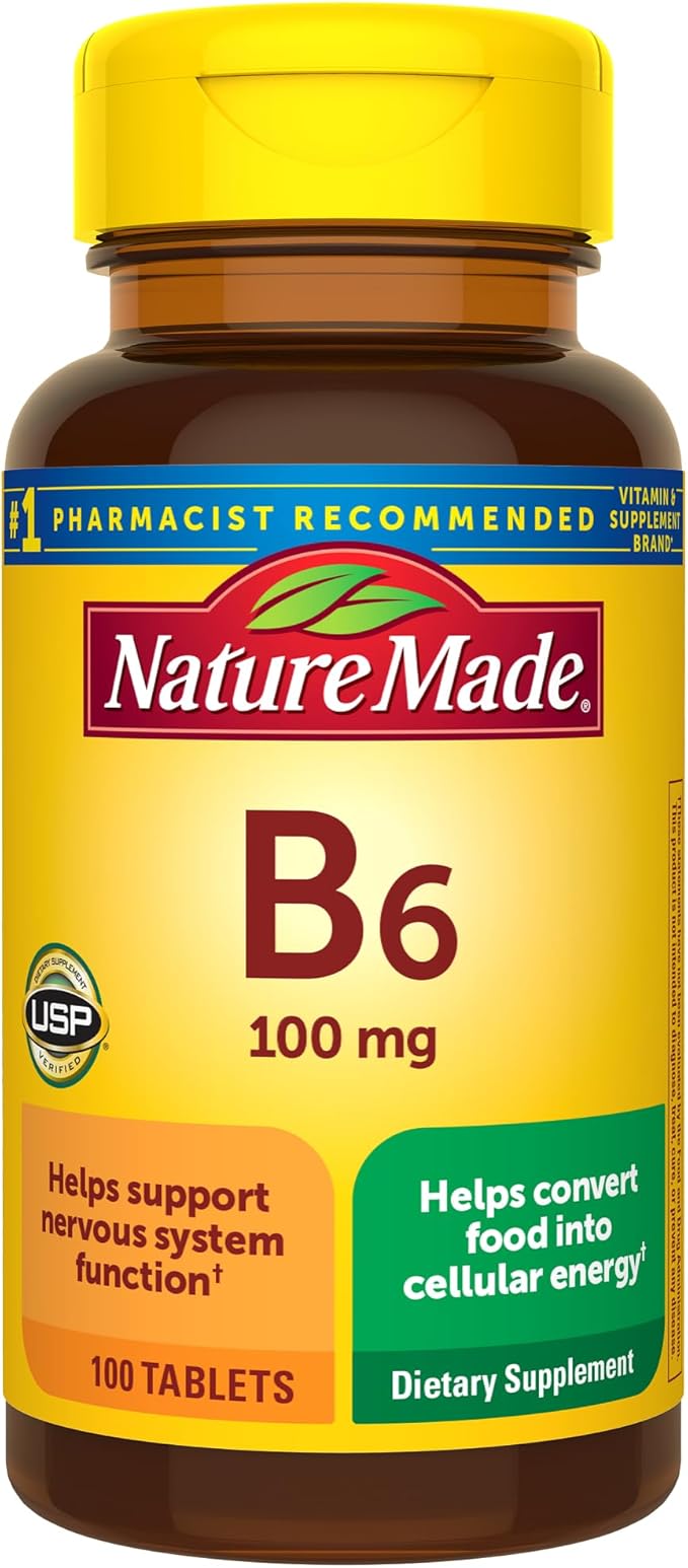 Nature Made Vitamin B6 100 mg, B6 Vitamins 100 Tablets, 100 Day