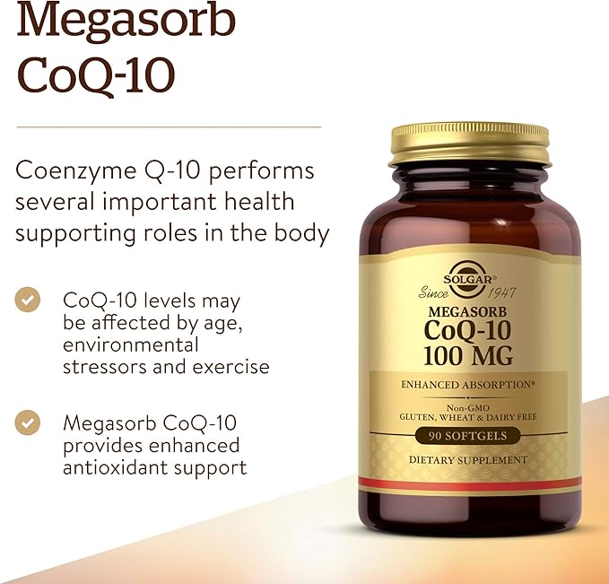 Solgar Megasorb CoQ-10 100 mg, 90 Softgels Q10 Supplement 90 Servings