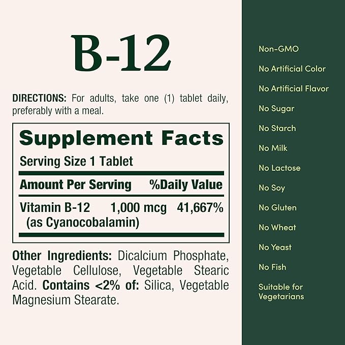 Nature's Bounty Vitamin B12, Supports Energy 1000mcg, 200 200 Ct