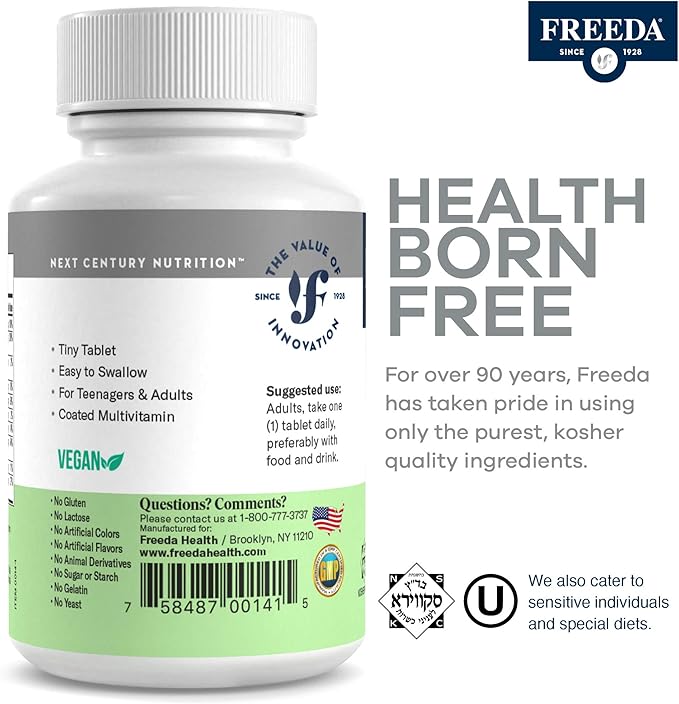 Freedavite Tiny Tablet B1, B2, B2, B6, B6, B12, B12, Biotin, 100 Count