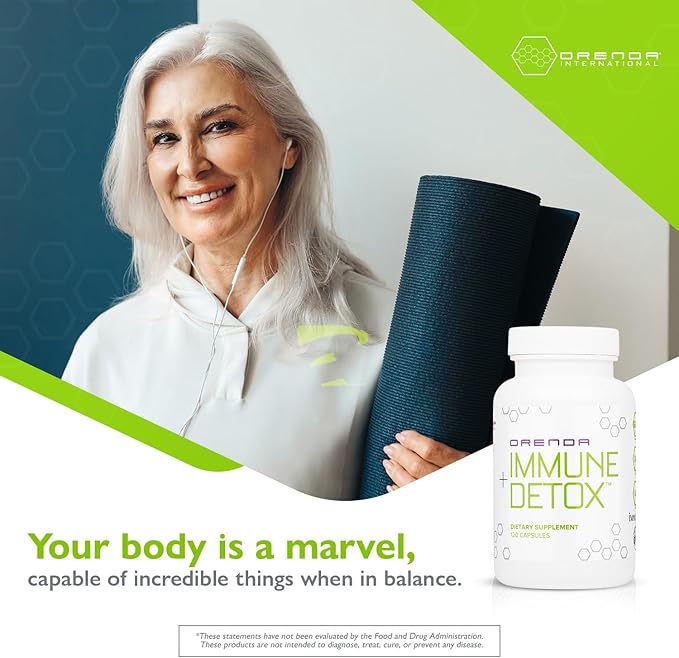 Orenda Immune + Detox - Specialized Formula with Calcium d-Glucarate, Beta 1,3 Glucans & IMMUSE® for Wellness and Balance - 120 Capsules